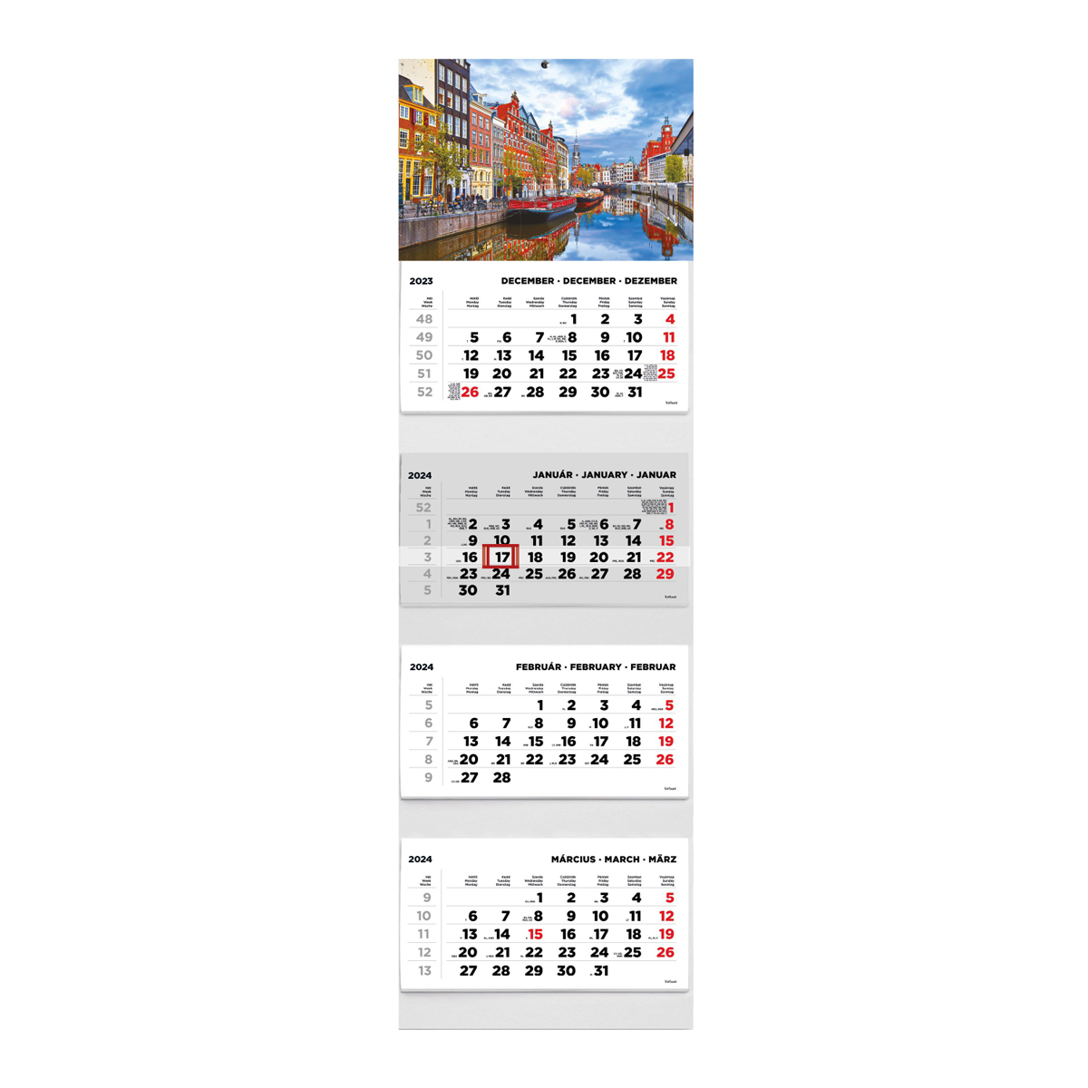 T073, 4 tömbből álló 4 havi speditőr naptár - Város fejrésszel