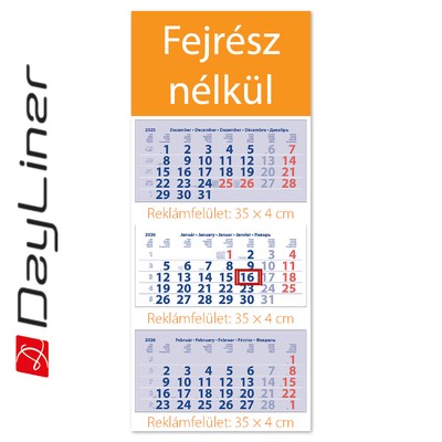 Maxi Club, 3 tömbös 3 hónapos speditőr naptár - Fejrész nélkül