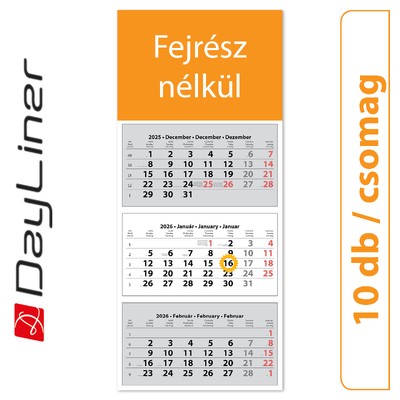 SP30, 3 tömbös 3 hónapos speditőr naptár TRN - Fejrész nélkül, 10db/csomag