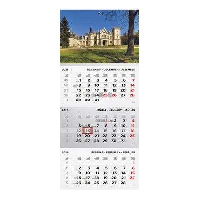 T072, 1 tömbből álló 3 havi speditőr naptár - Kastély fejrésszel