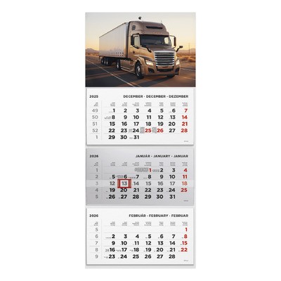T074, 3 tömbből álló 3 havi speditőr naptár - Kamion fejrésszel