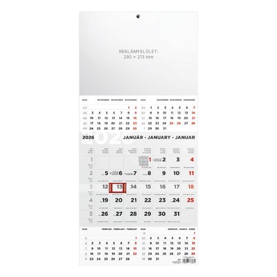 T076, 1 tömbből álló 5 havi speditőr naptár - Üres, nyomtatható fejrésszel