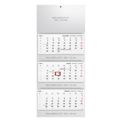 T082, 3 tömbből álló 3 havi spirálos speditőr naptár - Üres, nyomtatható fejrésszel