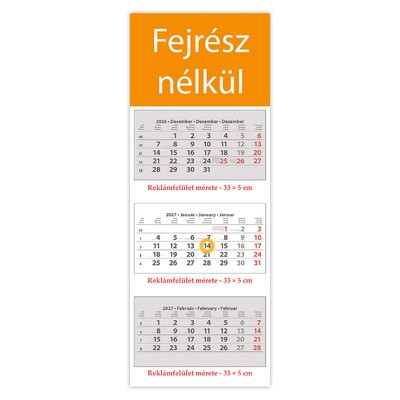 SP3, 3 tömbös 3 hónapos speditőr naptár - Fejrész nélkül