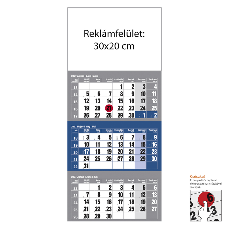 12 lapos Kék speditőr naptár - Üres, nyomtatható fejrésszel 12 lapos Kék speditőr naptár - Üres, nyomtatható fejrésszel